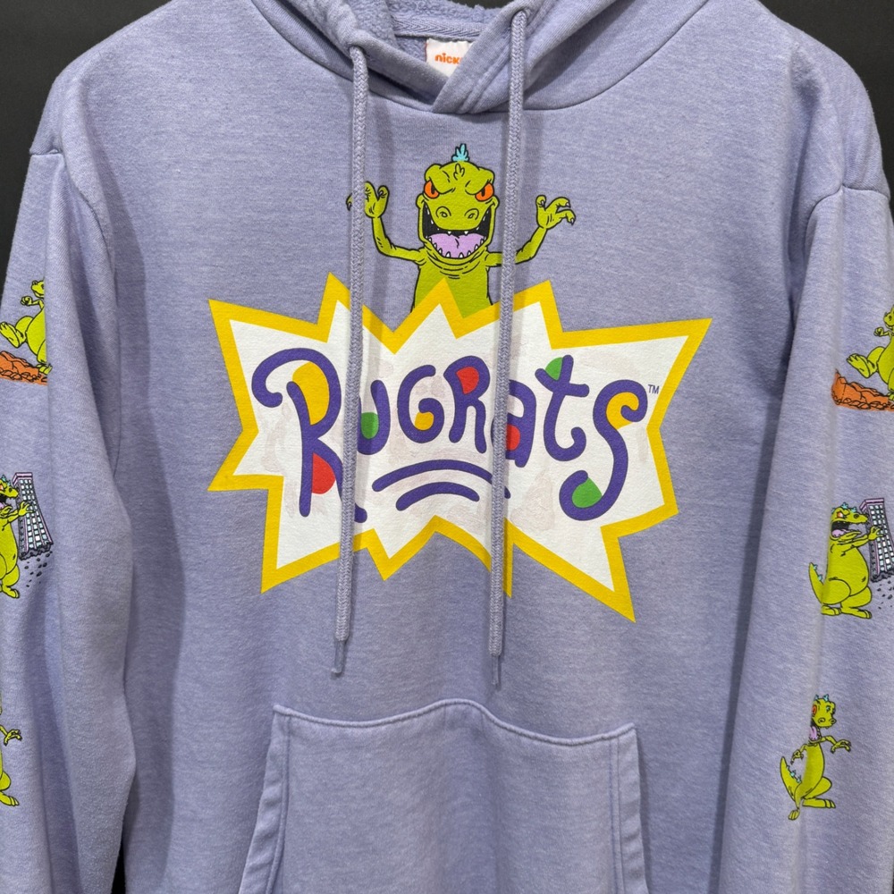 Nickelodeon Rugrats Reptar Hoodie Purple Graphic Pullover Sweatshirt Medium